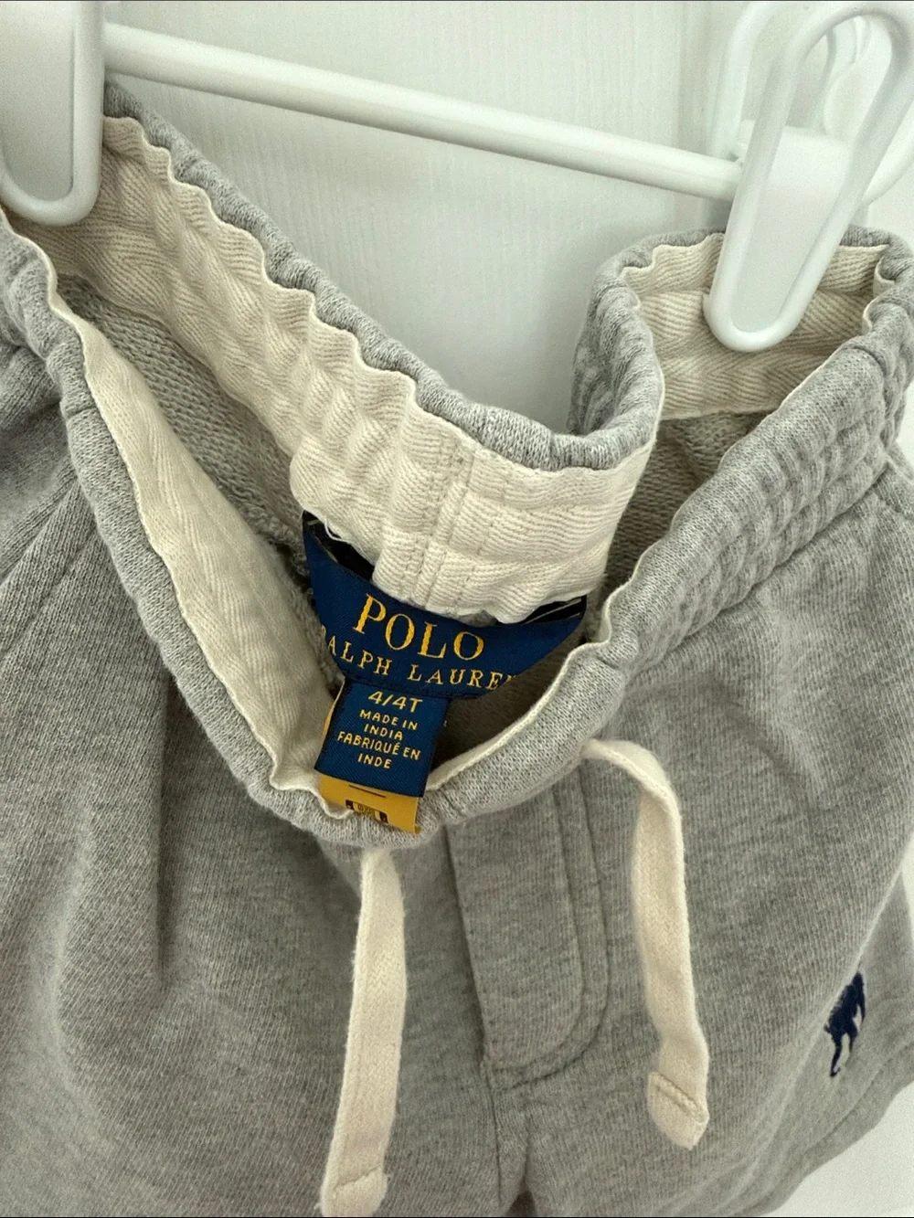 Ralph Lauren Gray Knit Shorts with Navy Polo Logo